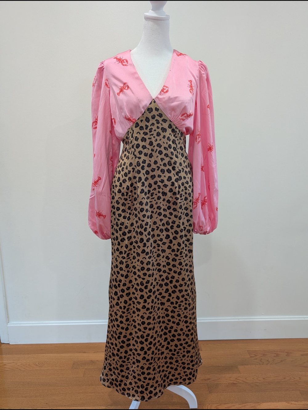 Never Fully Dressed Pink & Leopard Print V-Neck Maxi Dress